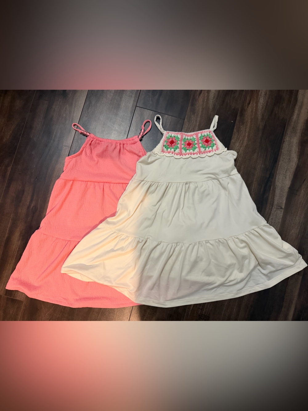 Kids Pink and Ivory Crochet-Trim Tank Dress bundle